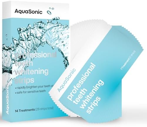 AquaSonic Professional Teeth Whitening Strips - Enamel Safe Teeth Whitening with Hydrogen Peroxide - Easy to Use, Non-Slip, Affordable & Effective (Spearmint) AQUASONIC