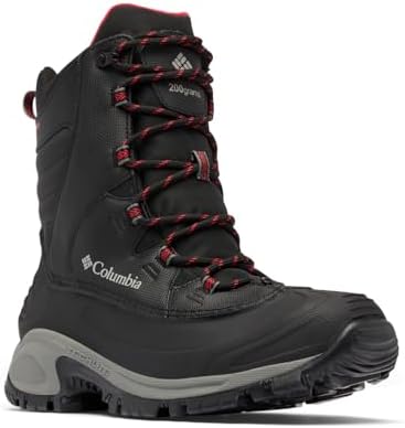 Columbia Mens Bugaboot III Waterproof Snow Boot, Black/Bright Red, 9 Columbia