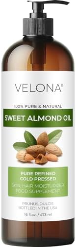 velona Sweet Almond Oil - 16 oz | 100% Pure and Natural Carrier Oil | Refined, Cold Pressed | Skin, Hair, Body & Face Moisturizing | Use Today - Enjoy Results… velona