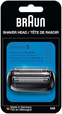 Braun Series 5 Electric Shaver Replacement Head, Easily Attach Your Shaver Head for a Shave as efficient as Day one, Compatible with New Generation Series 5 Shavers, 54B, Black Braun