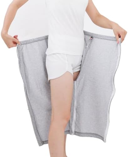 Unisex Side Zipper Bedridden Patient Clothing,Patient Pants,Tear Away Pants,Soft Cotton Material,Hospital Pants for Home Care/Post Surgery/Dialysis/Elderly/Fracture/Disability/Rehab Gray DURASIKO