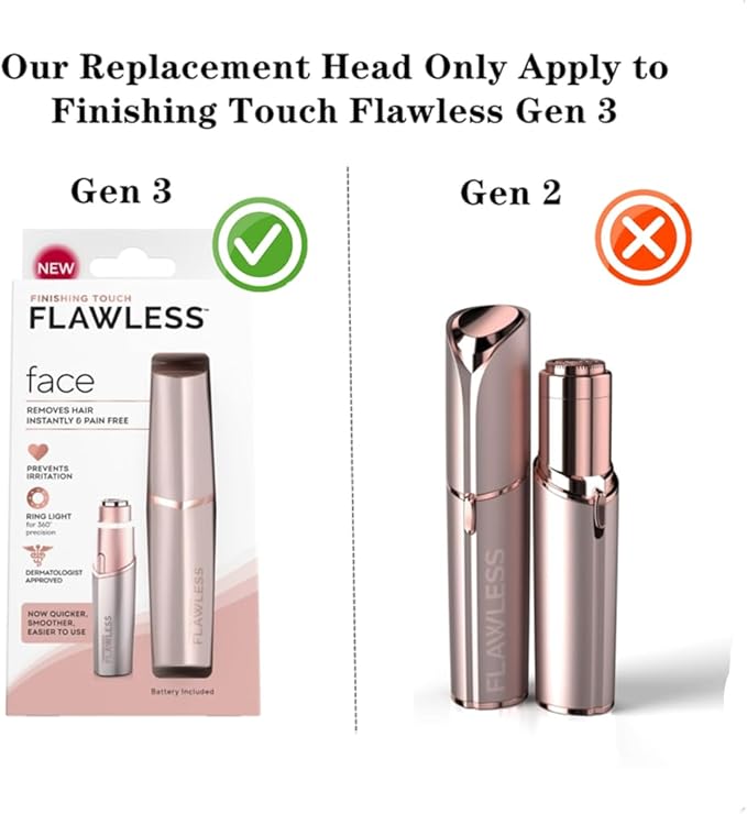 【Generation 3】Facial Hair Remover Replacement Heads for Finishing Touch Flawless Facial Hair Remover, Replacement Blades for Finishing Touch Flawless Gen 3 Hair Removal, 2Pack BEENLE