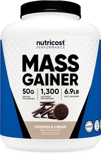 Nutricost Mass Gainer Cookies N Cream (Крем) Flavor, 6.9 LBS, 50 Grams of Protein Per Serving (Порция) - Non-GMO Nutricost