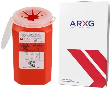 1.5qt (1PK) Mail-in Take Back Sharps Containers with Destruction Services for Safe & Environmentally-Responsible Needle Disposal | Home, Personal, Travel, and Professional Use ARXG