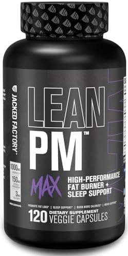 Jacked Factory Lean PM Max - High-Performance Weight Loss, Sleep Support, Fat Burner, & Appetite Suppressant for Men and Women w/Melatonin, Magnesium, Carnipure, & Ashwagandha - 120 Diet Pills Jacked Factory