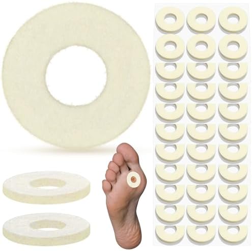 30 Pcs Felt Callus Pads Callus Cushions for Bottom of Foot Round Corn Pads Beige Adhesive Foot Callus Pads Soft Foot Callous Cushions Bulk for Women Men Feet Toes Heel Pain Relief Threlaco