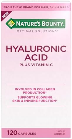 Nature's Bounty Vitamin C and Hyaluronic Acid Supplement, Supports Glowing Skin, Immune Function & Collagen Production, 120 Capsules (Капсулы) - 60 Day Supply, Optimal Solutions Supplements for Skin Health Nature's Bounty