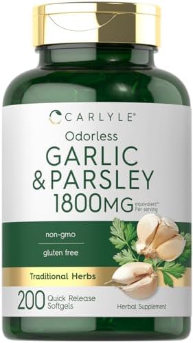 Carlyle Odorless Garlic & Parsley 1800mg | 200 Softgels (Мягкие капсулы) | Non-GMO, Gluten Free Supplement Carlyle