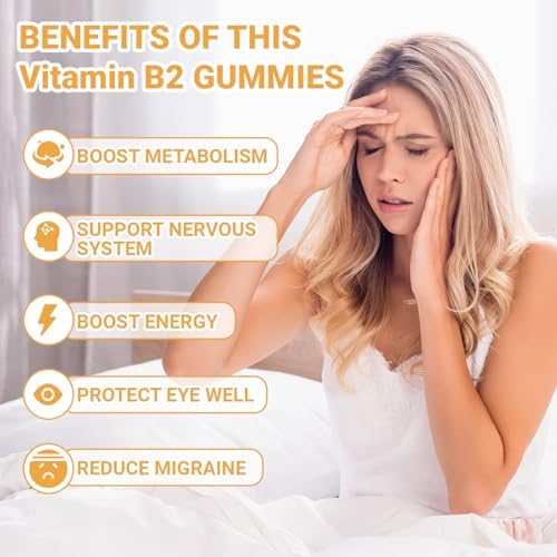 Vitamin B2 Gummies - Riboflavin 400mg Supplement for Kids & Adults - B2 Vitamins Gummy with Magnesium, CoQ10 Wiszeen