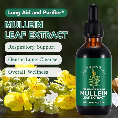 Mullein Drops (Капли) for Lungs, 60ML Mullein Leaf Extract Drops with Chlorophyll for Lungs Respiratory Booster, Lung Cleanse for Immune and Respiratory Health Support FSLHCY