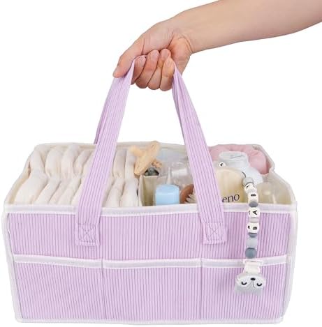 Baby Diaper Caddy Organizer Large Nursery Storage Bin and Car Organizer for Diapers and Baby Wipes Baby Basket for Baby Shower Gifts Newborn Essentials Baby Registry Must-Have pink XUANGUO