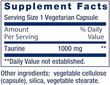 Life Extension Taurine, Pure Taurine Amino Acid Supplement, Heart, Liver and Brain Health, Longevity, Muscle and Exercise, 1000 mg dose, Non-GMO, Gluten-Free, Vegetarian, 90 Vegetarian Capsules (Вегетарианские капсулы) Life Extension