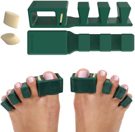 APEX Adjustable Toe Separators - Over 50% Thicker & More Durable - Doctor Recommended - Stretches to Fit - 4 Pack Adjustable Bundle (1 Pair Size S/M & 1 Pair Size Large) PRIMALSTEP