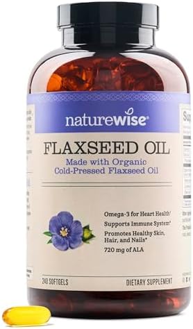 NatureWise Flaxseed Oil 1200 mg, Fish Free Omega 3 Supplement with 720mg ALA, Omega 3 6 9, Heart Health Support - Made with Organic, Cold Pressed Oil, Non-GMO - 60 Softgels (Мягкие капсулы)[2-Month Supply] NatureWise