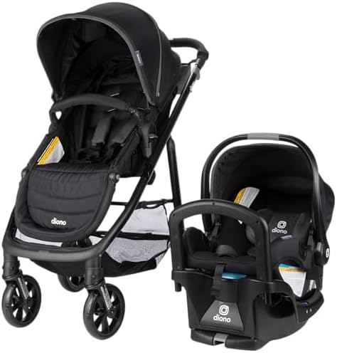 Diono Quantum 4 3-in-1 Travel System with LiteClik 30 R SafePlus Infant Car Seat and Base, Rear-Facing for Infants 4-30lbs, Includes Infant Car Seat Folding Stroller and Toddler Seat (Gray Slate) Diono