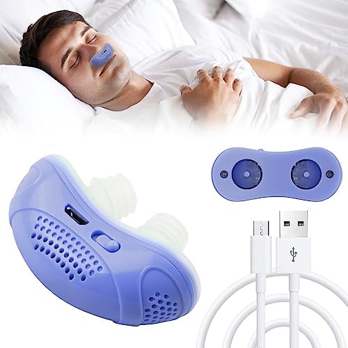 Electric Anti Snoring Devices, Mini Machine, Airing Micro for Travel, Sleep Apnea Devices, Snoring Solution for Men and Women, Suitable for All Nose Shapes, Blue NPPMDF