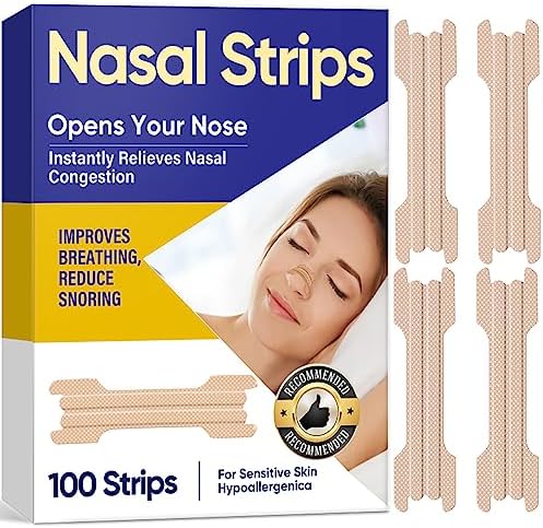 Nasal Strips for Snoring, 100 PCS Extra Strength Nose Strips for Breathing, Anti Snoring Device for Snoring Solution, Relieve Nasal Congestion for Men & Women, Improved Airflow and Comfortable Fit Maxboss