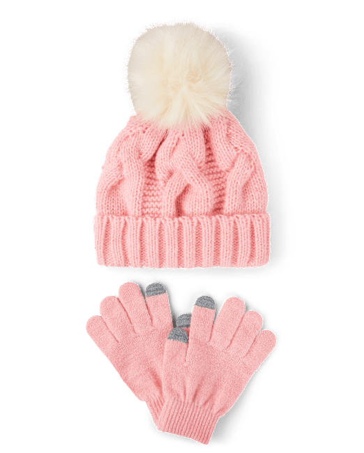 The Children`s Place Girls Cable Knit 2-Piece Cold Weather Set The Children`s Place