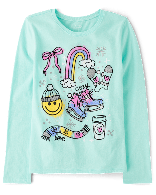 Girls Winter Doodles Graphic Tee The Children`s Place