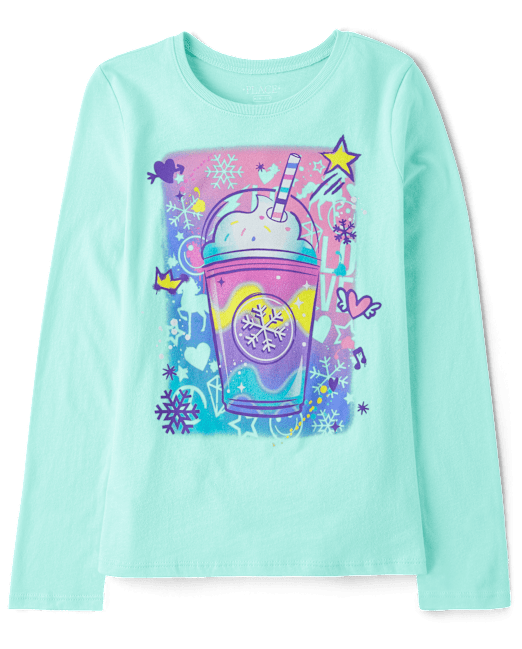 Girls Winter Tie-Dye Drink Graphic Tee The Children`s Place