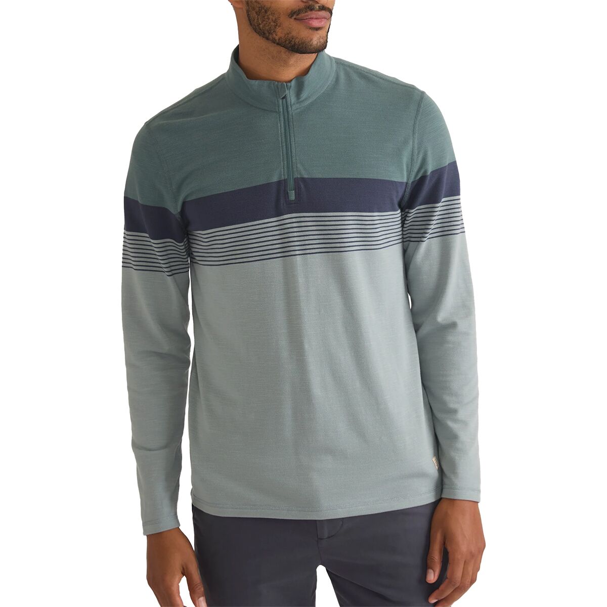 Мужской Лонгслив Marine Layer Air Stripe 1/4-Zip Pullover Marine Layer