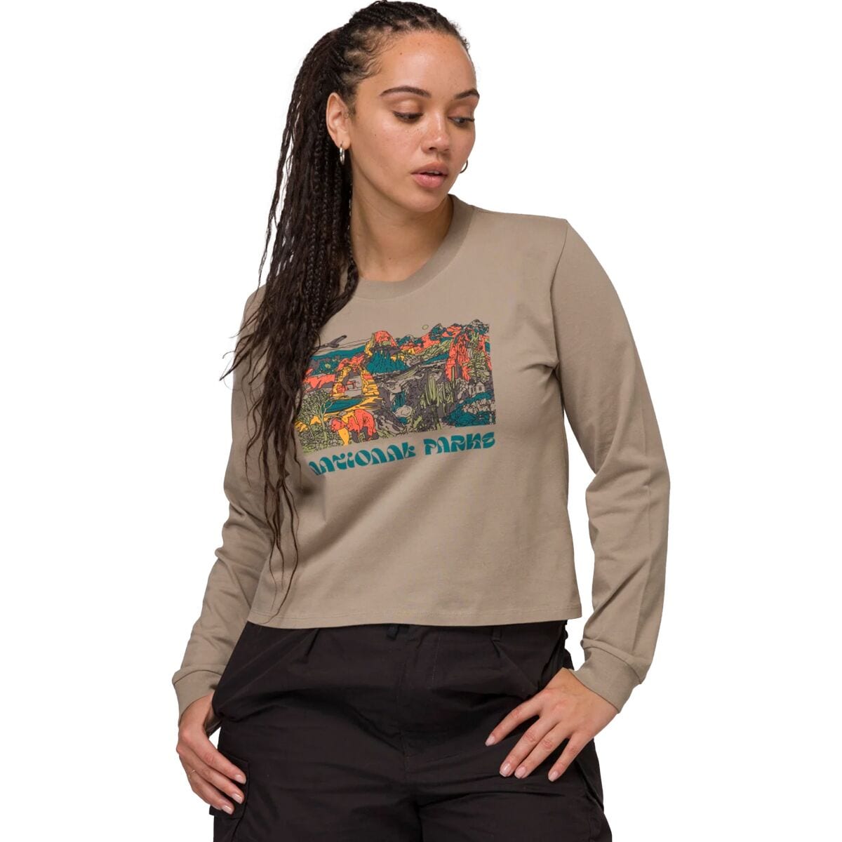 Женская Повседневная рубашка Parks Project National Parks Collage Boxy Long-Sleeve T-Shirt Parks Project