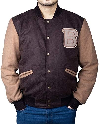 Унисекс Бомбер EASTIFIED Hotline Miami Varsity Letterman Коричневый Шершащий Патч Буква B EASTIFIED