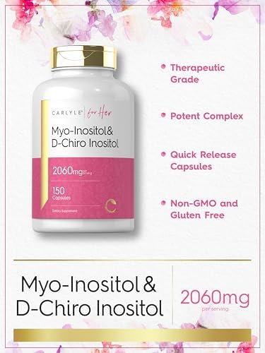 Carlyle Myo-Inositol and D-Chiro Inositol 2060mg | 150 Capsules | Non-GMO, Gluten Free Supplement Carlyle