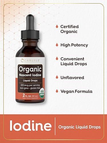 Carlyle Organic Nascent Iodine Liquid Drops | 2 fl oz | Vegan Supplement | Non-GMO, Gluten Free Carlyle