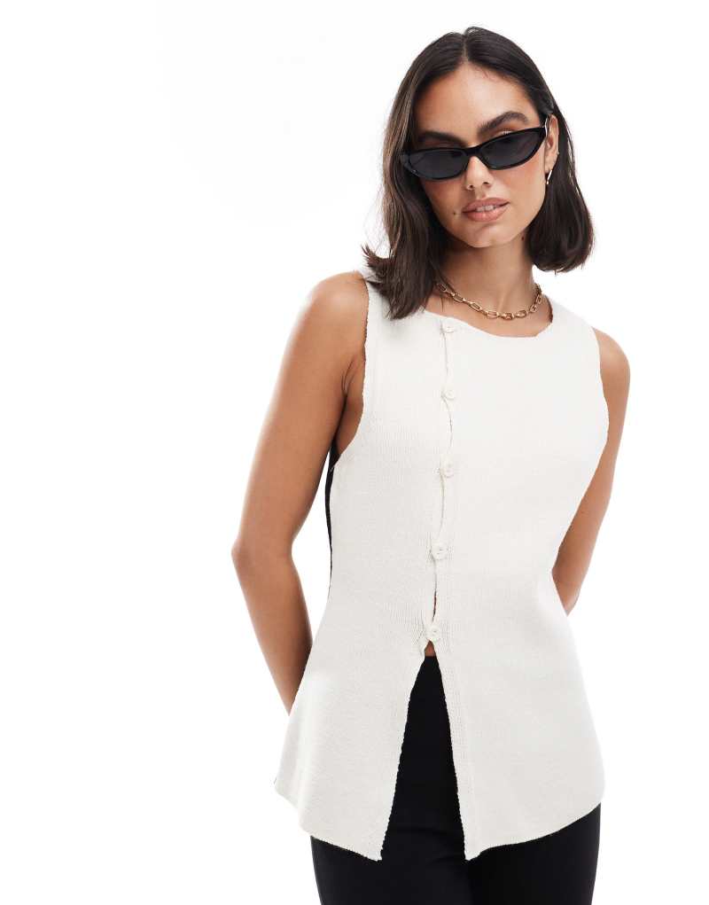 ASOS DESIGN knit asymmetric vest in color block in black and white ASOS DESIGN