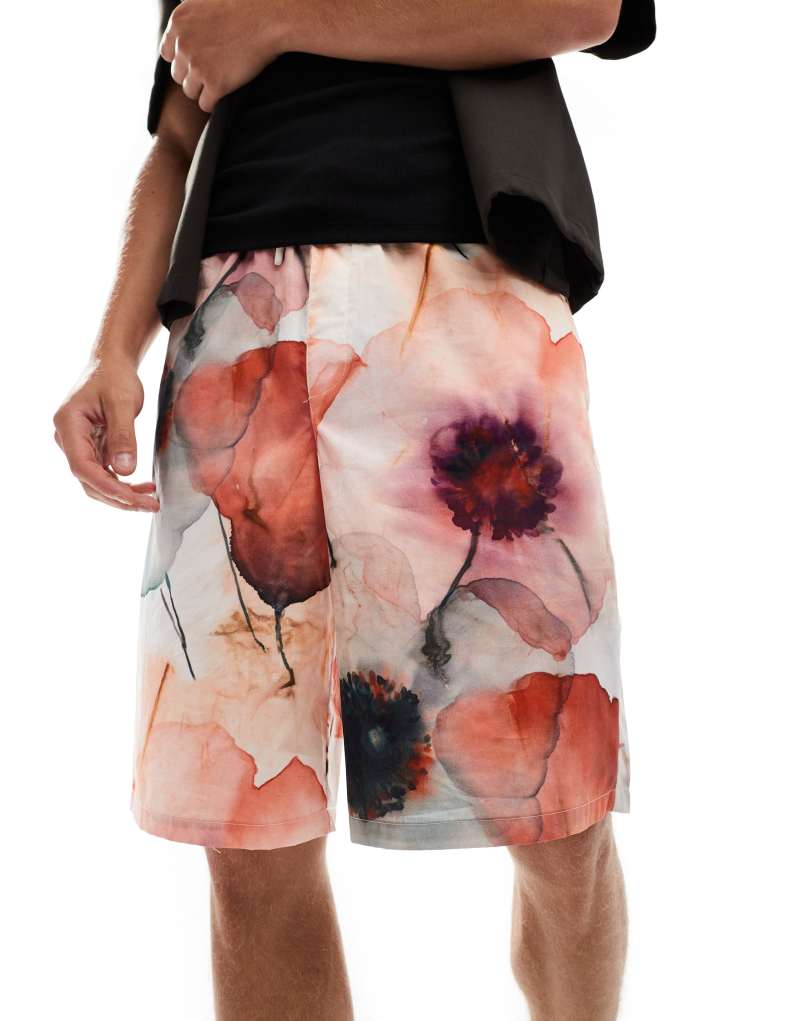 ASOS DESIGN oversized jort shorts in all over floral print ASOS DESIGN