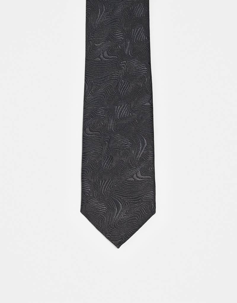 ASOS DESIGN tie with swirl pattern in black ASOS DESIGN