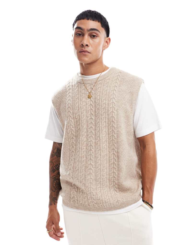 Мужская Майка ASOS DESIGN Relaxed Knit Cable ASOS DESIGN