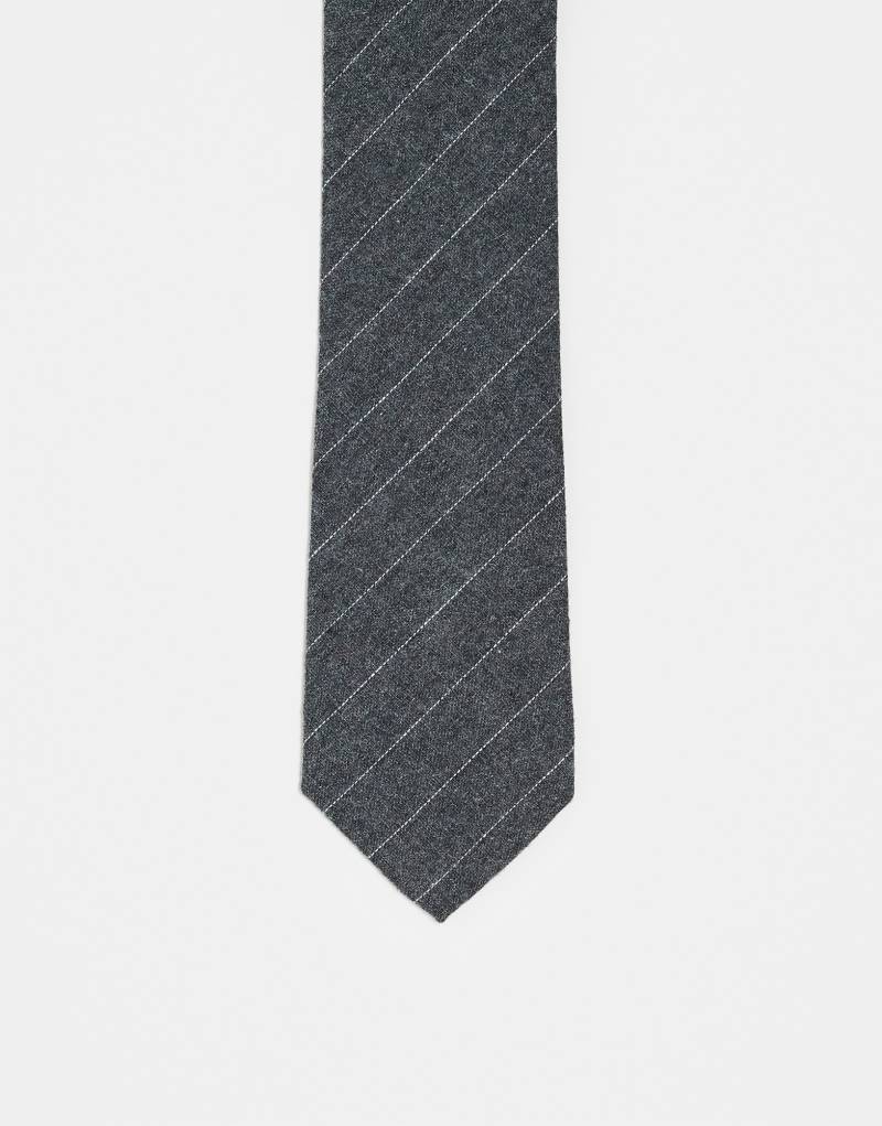 ASOS DESIGN tie with stripes in gray ASOS DESIGN