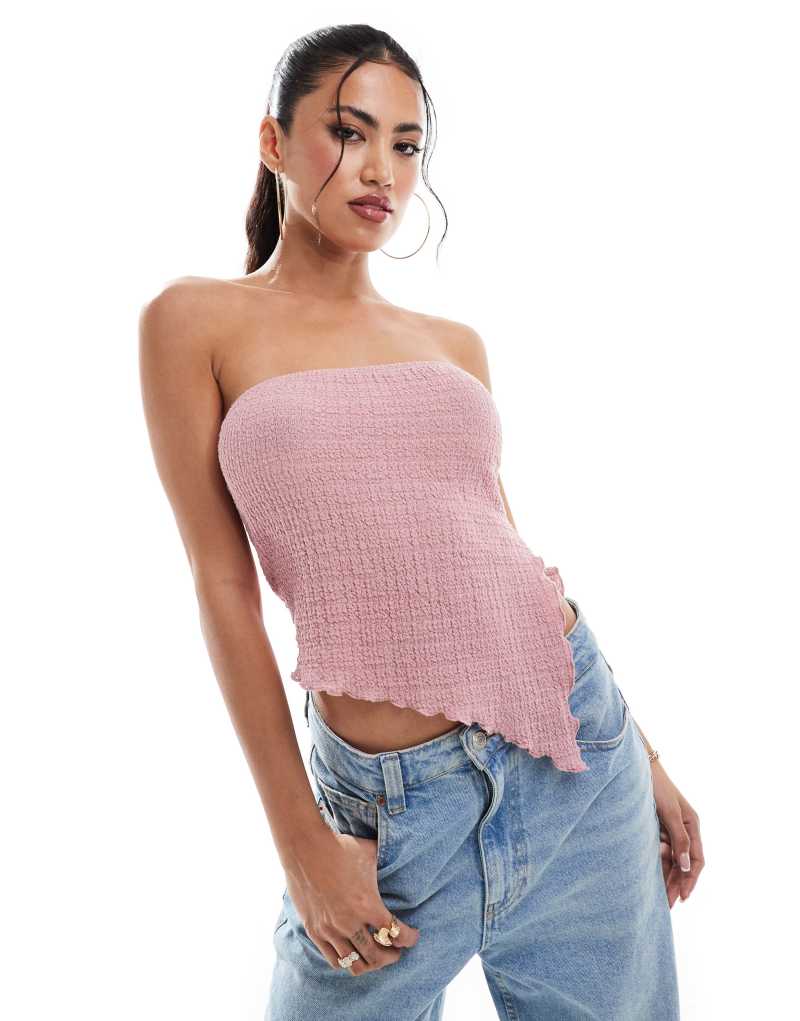 ASOS DESIGN textured bandeau top in pink ASOS DESIGN