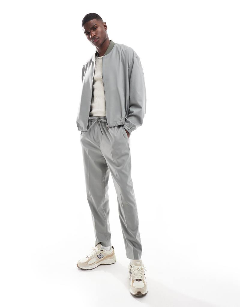 ASOS DESIGN pull on tapered dress pants in light gray - part of a set ASOS DESIGN