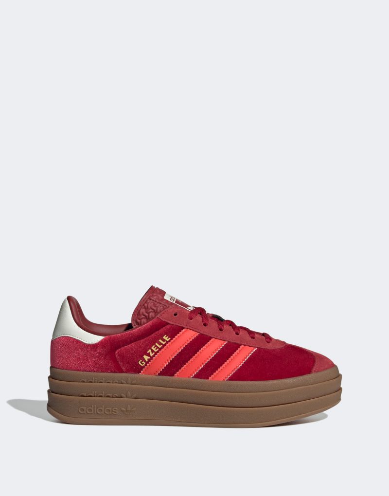 Женские Повседневные кроссовки Adidas Gazelle Bold в бордовом цвете Adidas