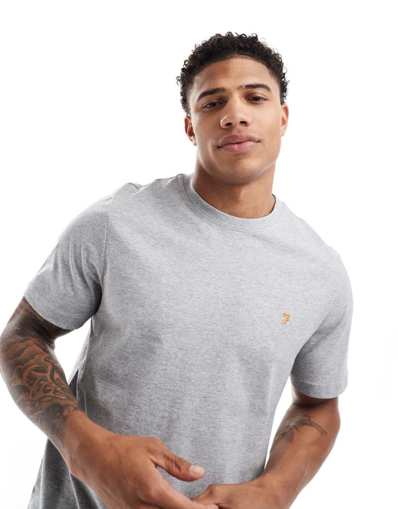 Farah Danny cotton T-shirt in heather gray Farah