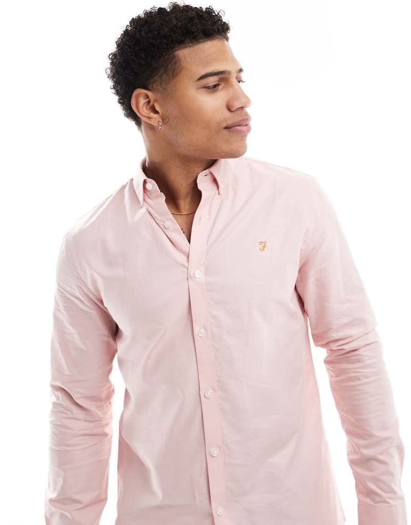 Farah Brewer long sleeve shirt in pink Farah