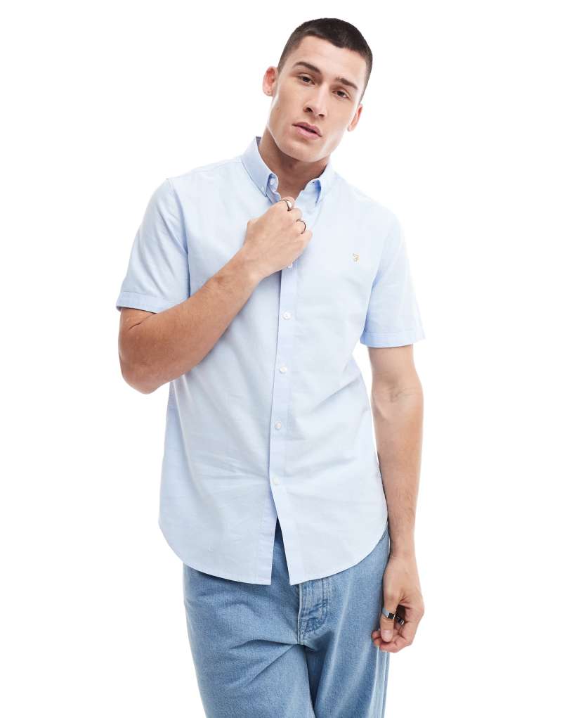 Farah Brewer short sleeve shirt in blue Farah