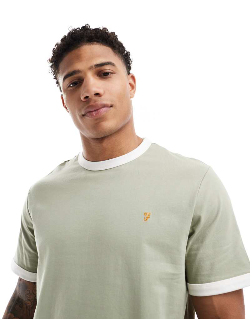 Farah ringer short sleeve T-shirt in green Farah