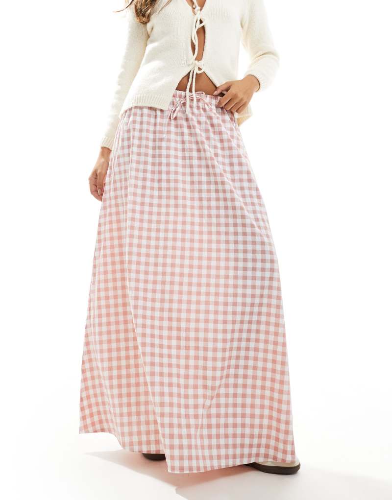 Miss Selfridge pink gingham maxi skirt Miss Selfridge