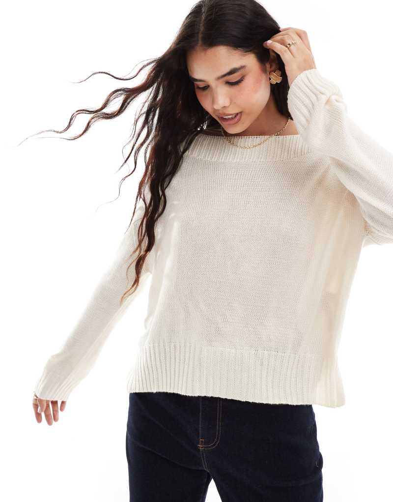 Stradivarius off shoulder sweater in beige Stradivarius