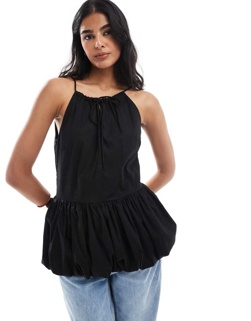 ASOS DESIGN peplum smock top in black ASOS DESIGN