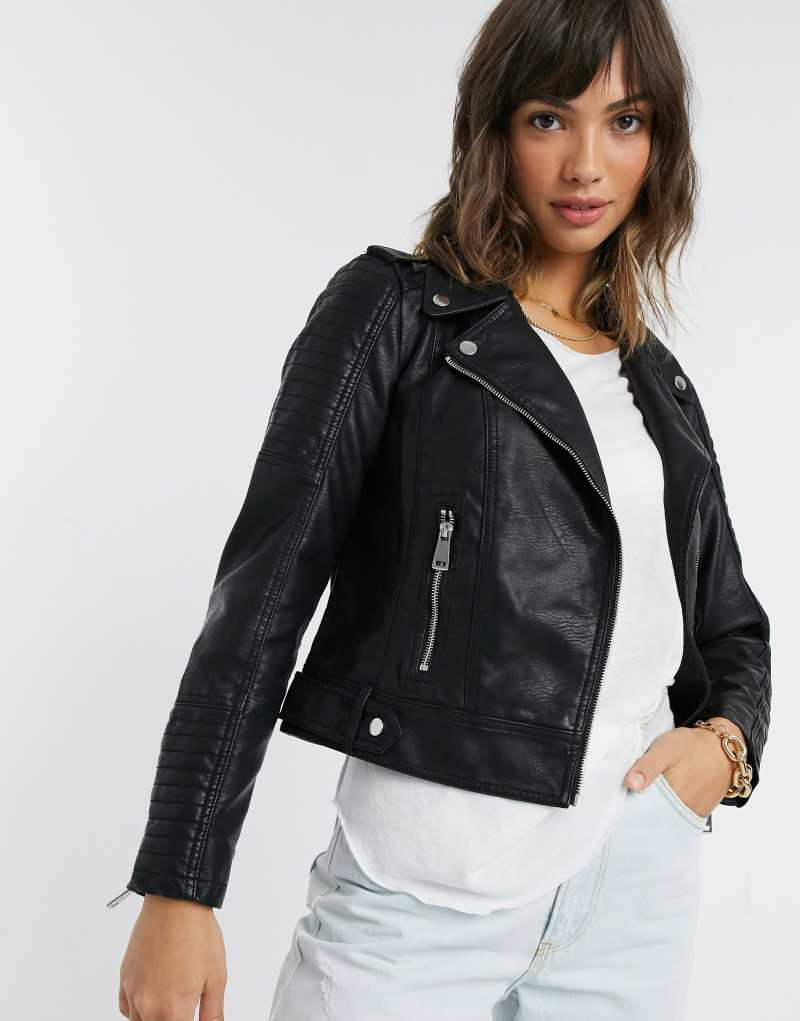 Vero Moda faux-leather jacket in black  VERO MODA