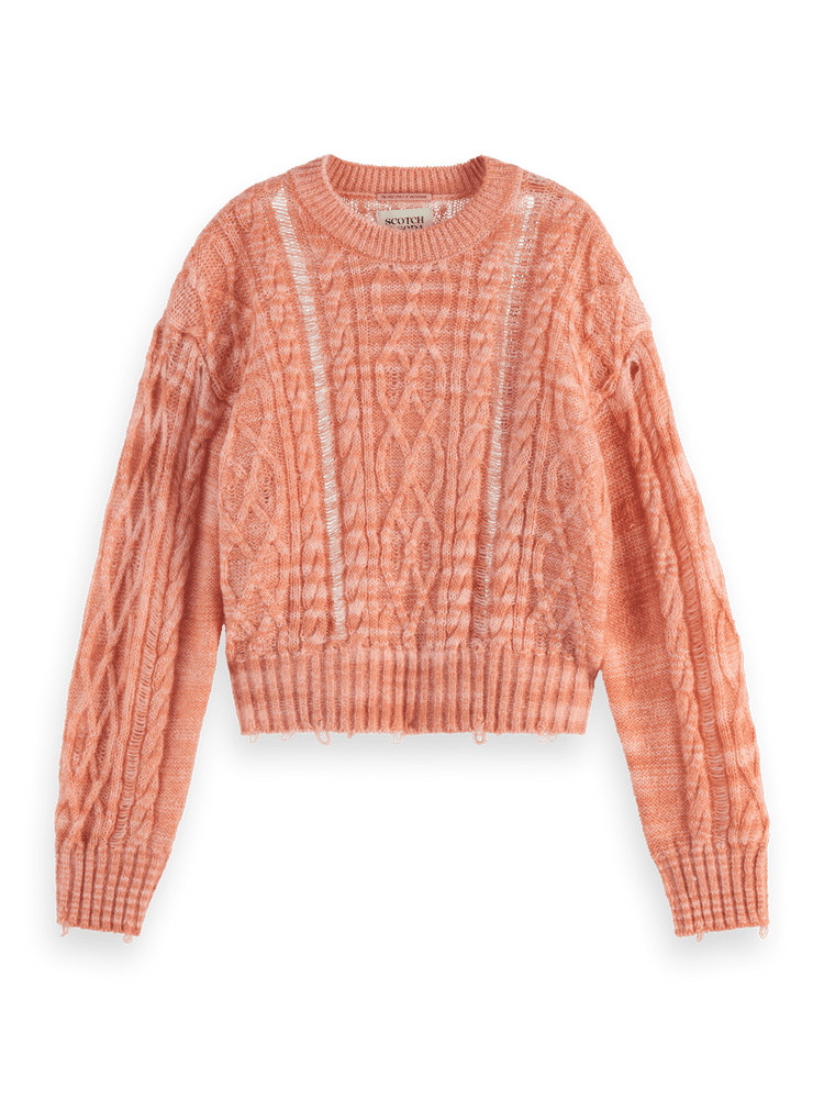 Кроп-пуловер Scotch & Soda с косым узором и эффектом потертостей, 30% нейлон, 25% шерсть Scotch & Soda