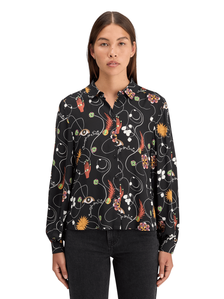 Рубашка Scotch & Soda из 100% вискозы на пуговицах с закругленными рукавами Scotch & Soda