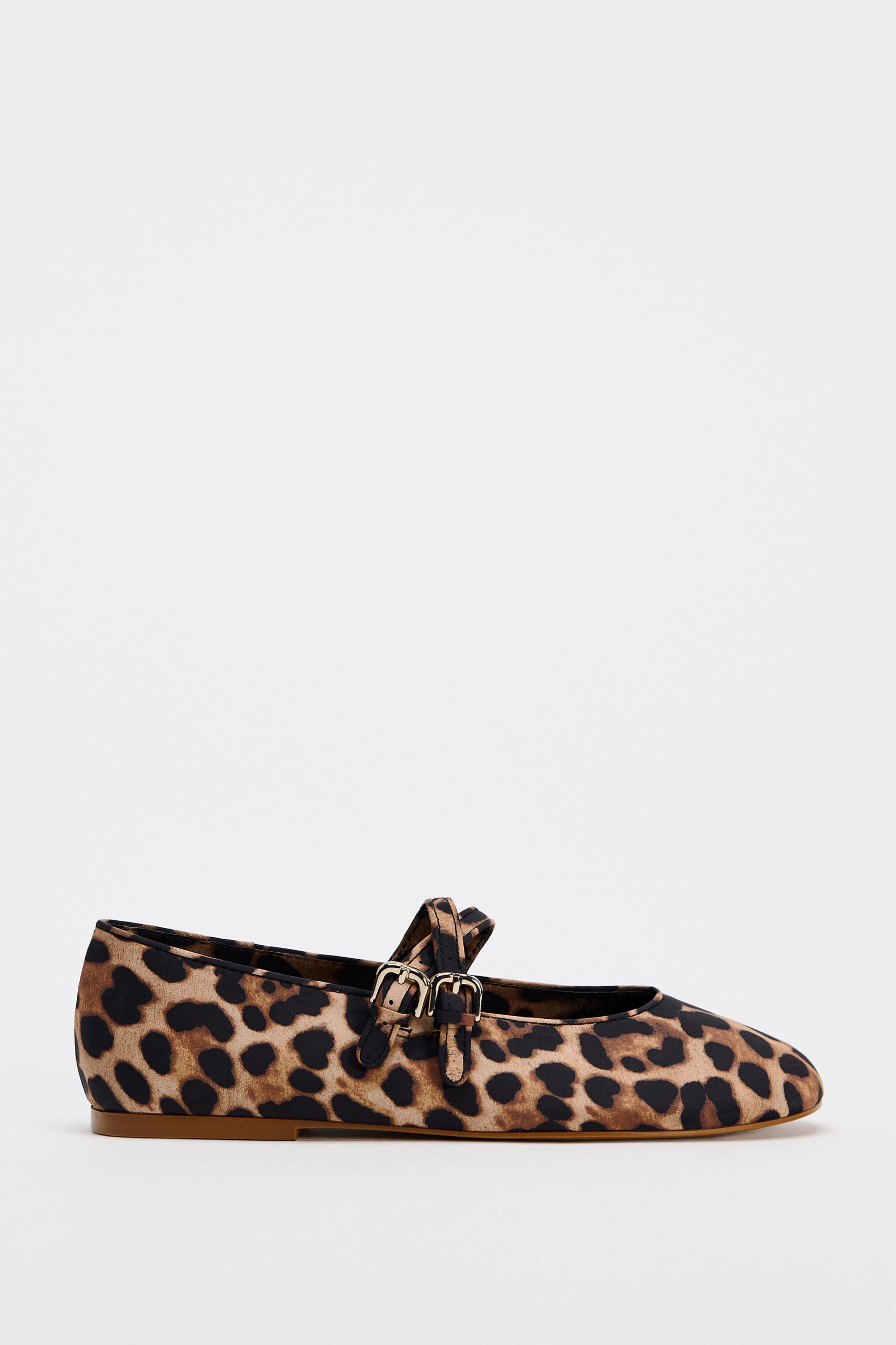 Женские Балетки Zara ANIMAL PRINT DOUBLE STRAP ZARA