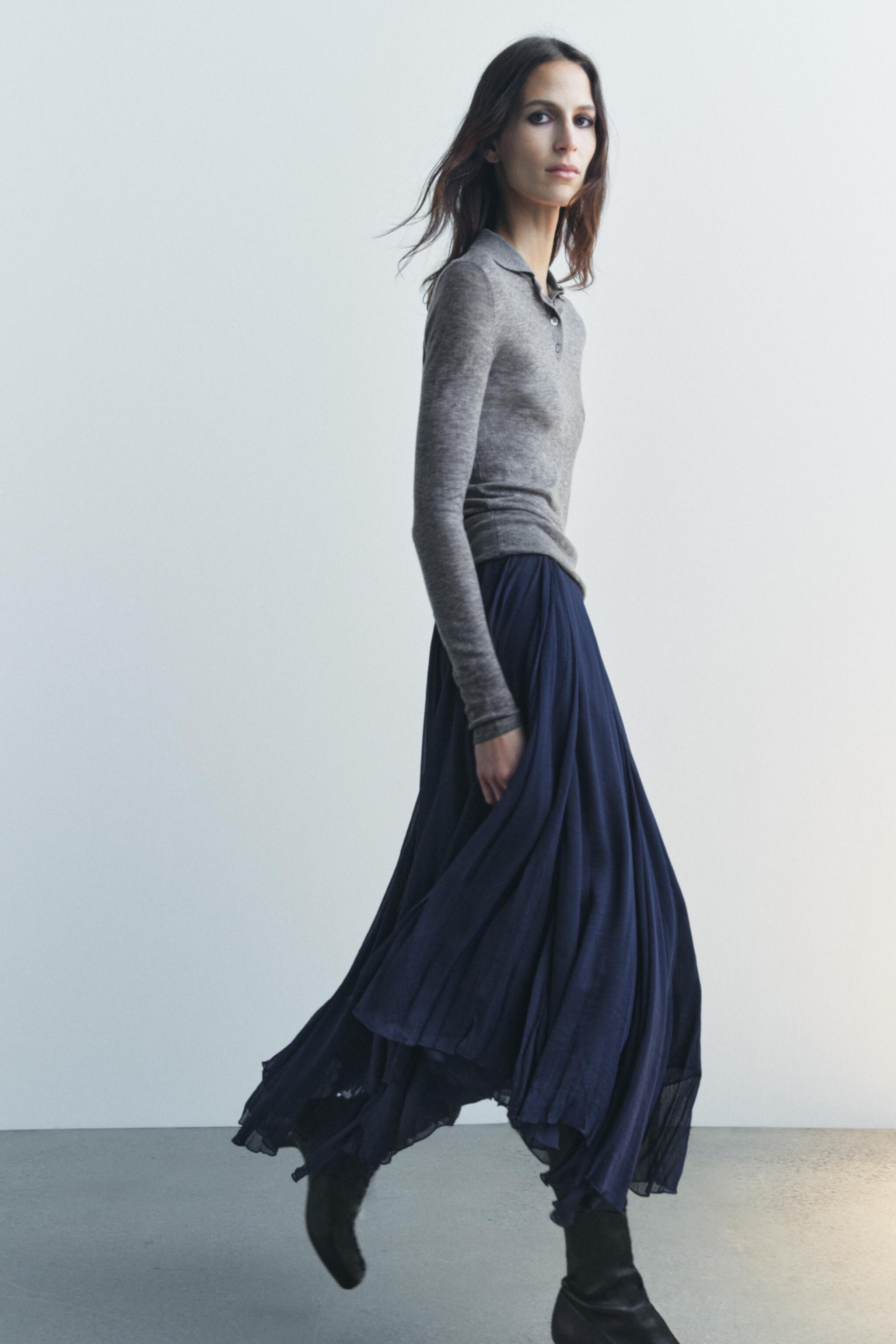 ASYMMETRIC MIDI SKIRT ZW COLLECTION ZARA