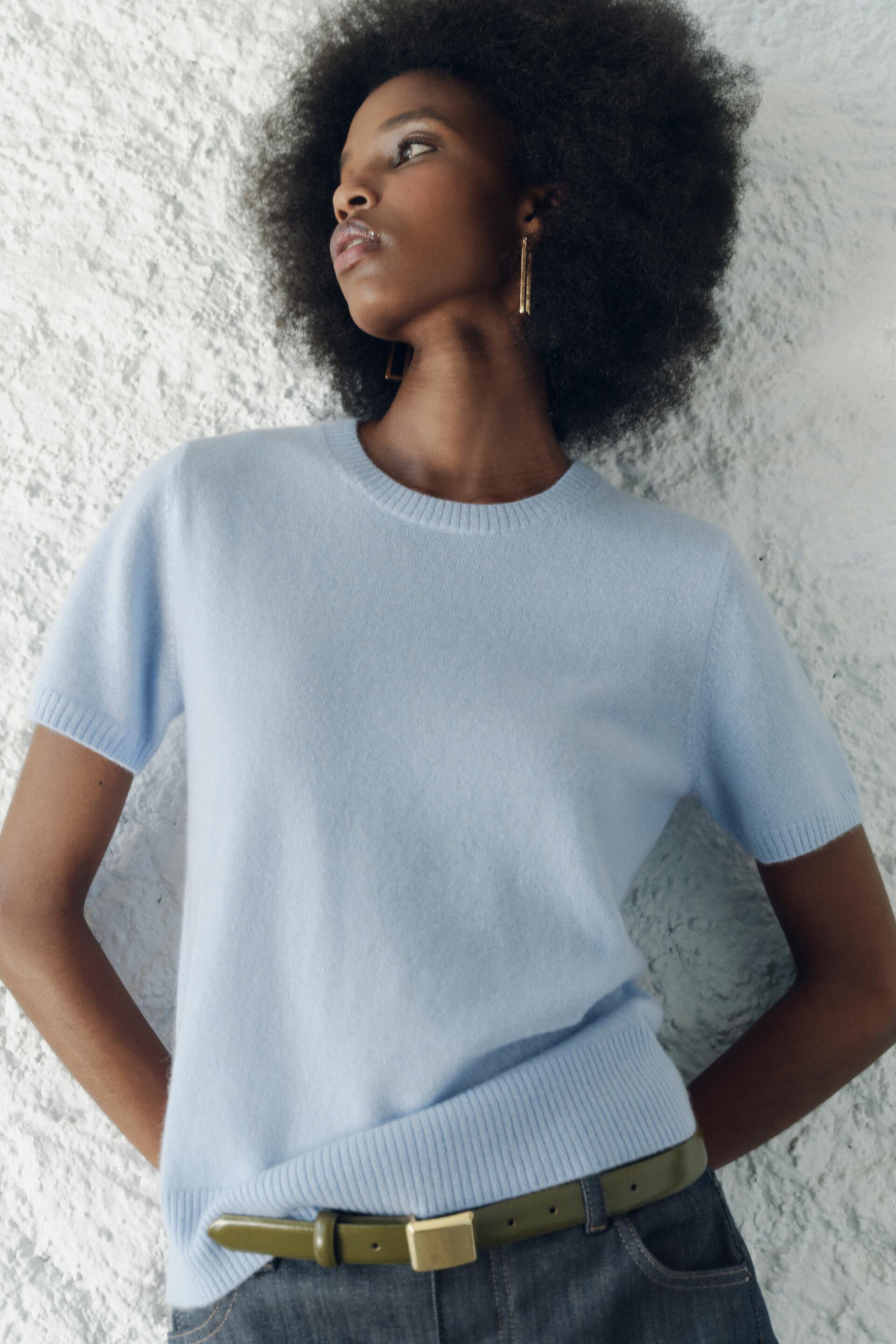 BASIC 100% CASHMERE SHORT SLEEVE TOP ZARA